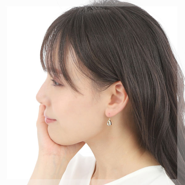 グリーンアメジスト ドロップ フックピアス K10YG 10k 10金 イエローゴールド 雫 ペアシェイプ