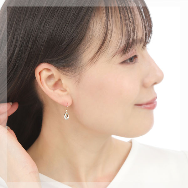 グリーンアメジスト ドロップ フックピアス K10YG 10k 10金 イエローゴールド 雫 ペアシェイプ