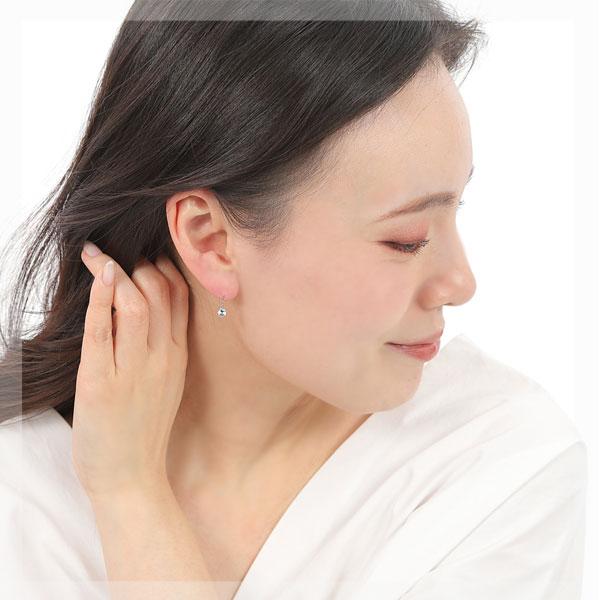 アクアマリン フックピアス 4mm K10WG 10k 10金 ホワイトゴールド