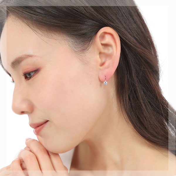 アクアマリン フックピアス 4mm K10WG 10k 10金 ホワイトゴールド