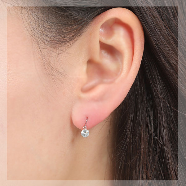 アクアマリン フックピアス 4mm K10WG 10k 10金 ホワイトゴールド