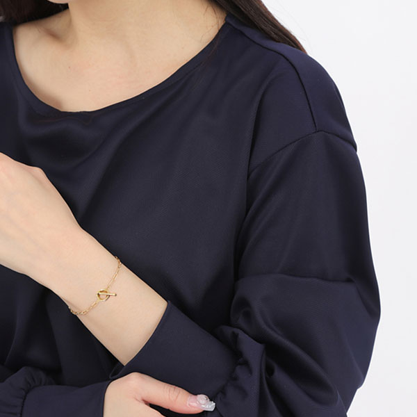 【日本製】 18金 K18 18k イエロー ゴールド ペーパークリップ チェーン ブレスレット Tバー 鎖 幅2.2mm 18cm デザインチェーン