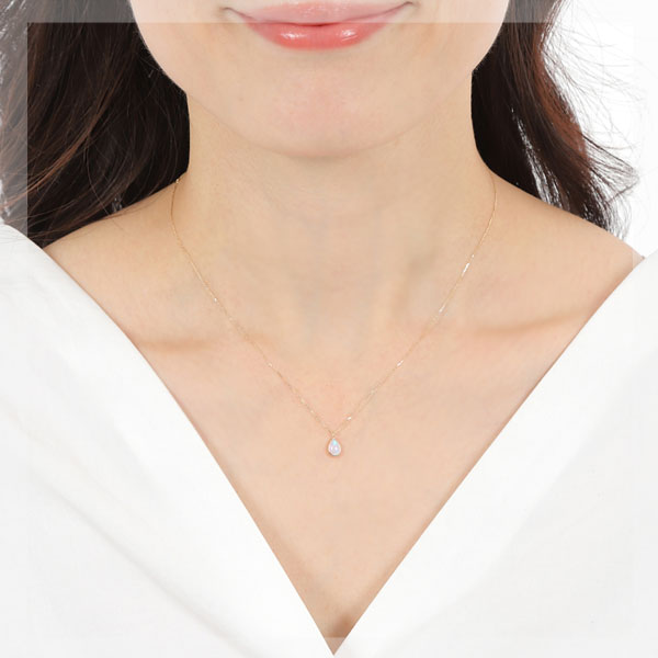 エチオピア産 オパール ネックレス 10k K10YG 雫 ドロップ 6x4mm 伏せ込みデザイン