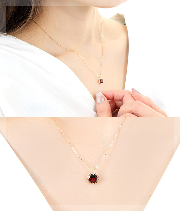 ガーネット ネックレス K10YG
