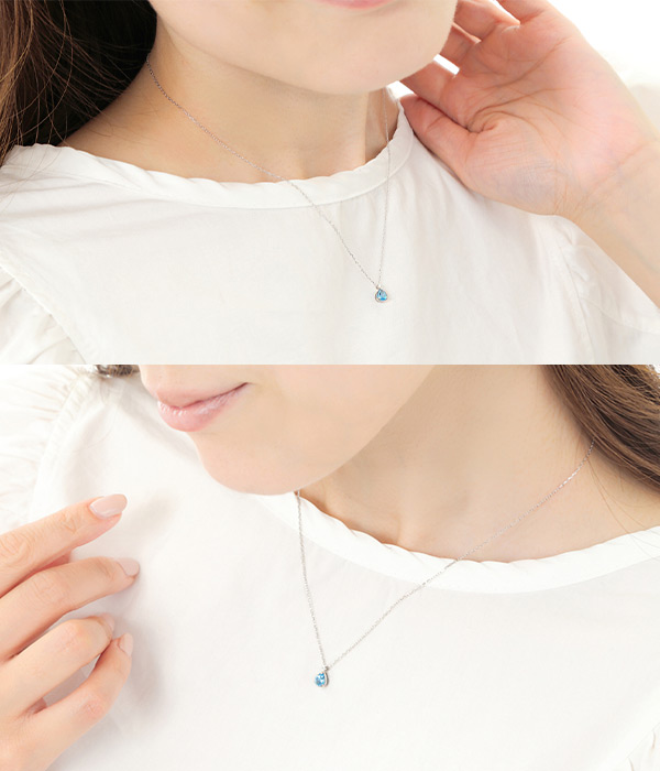 ブルートパーズ ダイヤモンド ネックレス K10WG 10k 10金 ホワイトゴールド