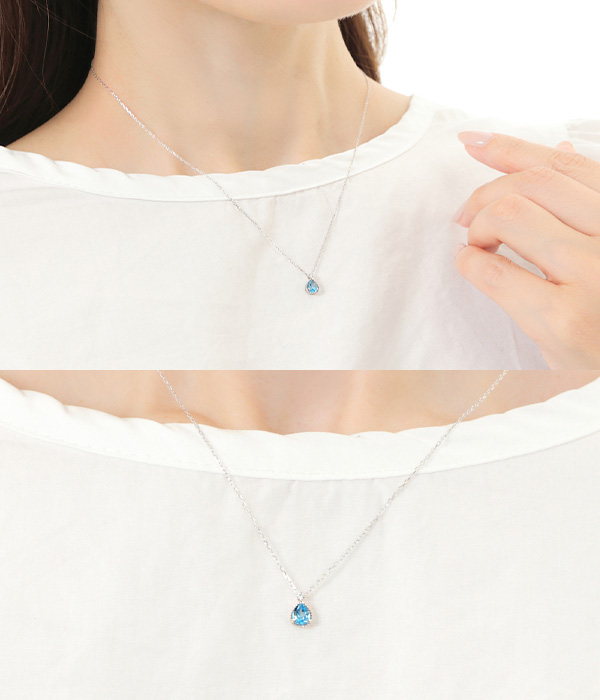 ブルートパーズ ダイヤモンド ネックレス K10WG 10k 10金 ホワイトゴールド