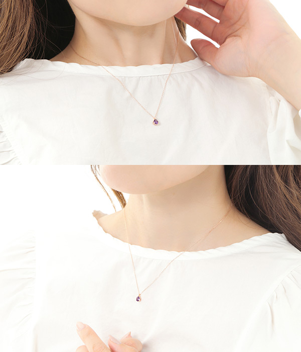 アメジスト ダイヤモンド ネックレス K10PG 10k 10金 ピンクゴールド