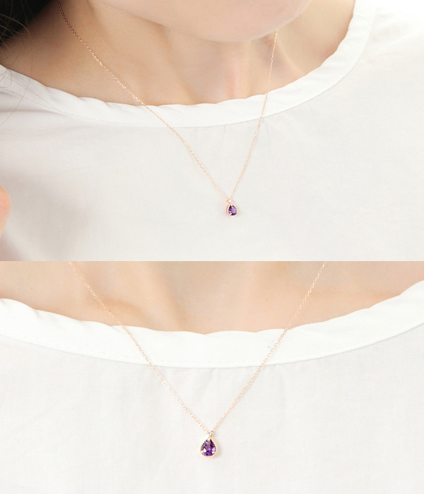 アメジスト ダイヤモンド ネックレス K10PG 10k 10金 ピンクゴールド