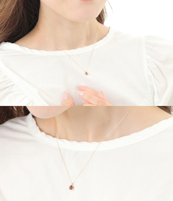 ガーネット ダイヤモンド ネックレス K10YG 10k 10金 イエローゴールド