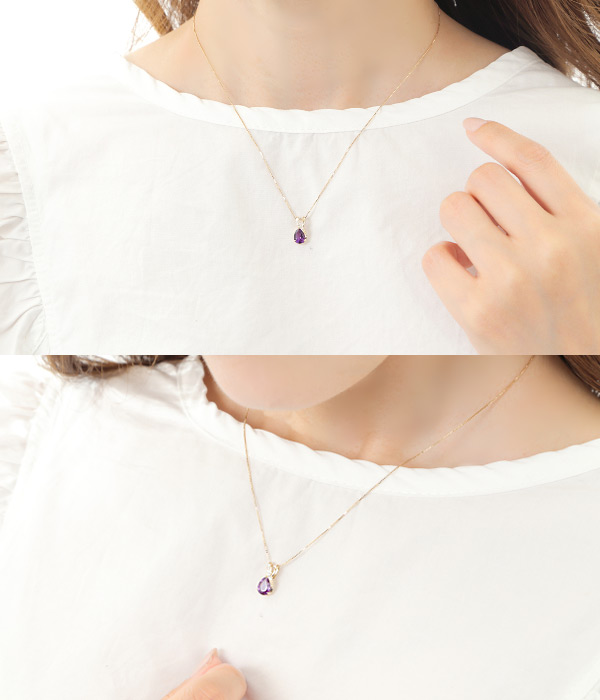 アメジスト ダイヤモンド ネックレス K10YG 10k 10金 イエローゴールド
