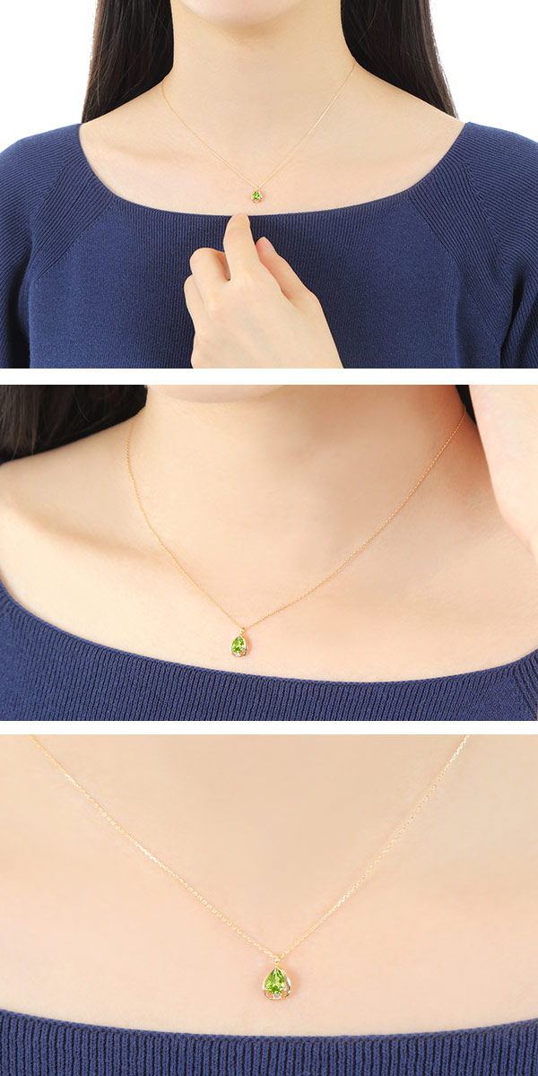 ペリドット ネックレス K18YG ダイヤモンド