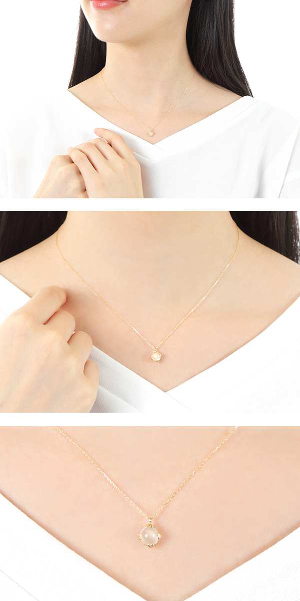 ムーンストーン ネックレス K18YG