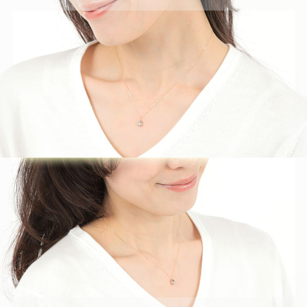 アクアマリン ネックレス K10YG ドロップ