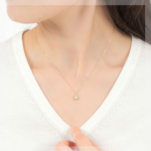 エチオピア産 オパール ネックレス K10YG ドロップ