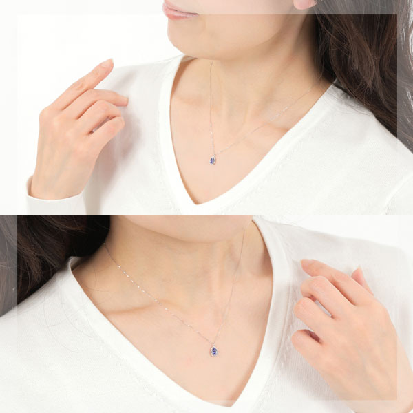 タンザナイト ネックレス K10WG ドロップ
