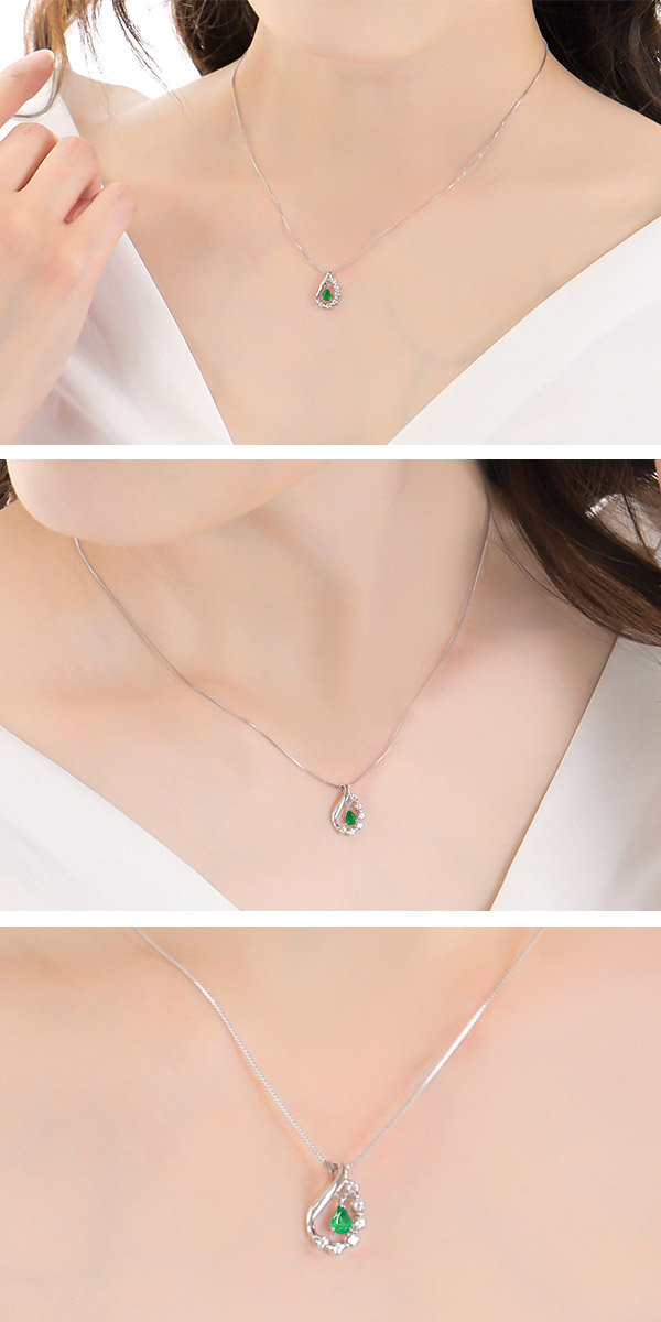 エメラルド ネックレス K10WG ホワイトトパーズ