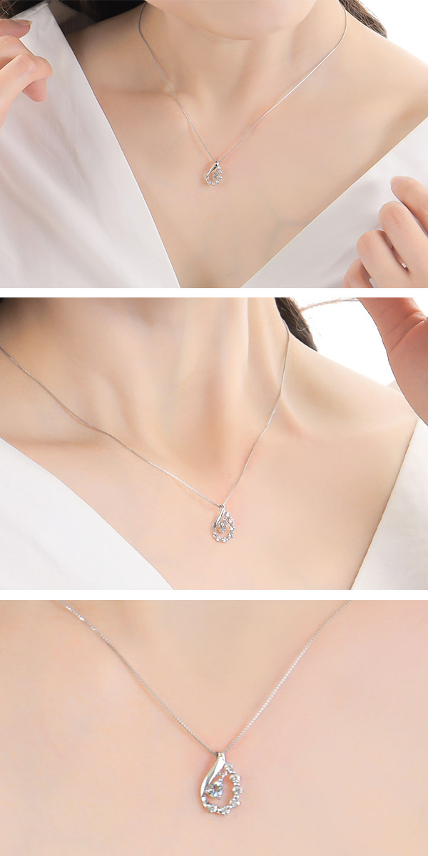 アクアマリン ネックレス K10WG ホワイトトパーズ