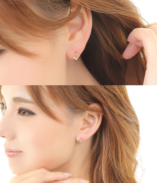 スクエア ピアス K10YG/PG/WG