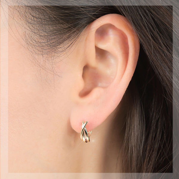 フープピアス 甲丸 スナップ K10YG 10k 10金 イエローゴールド