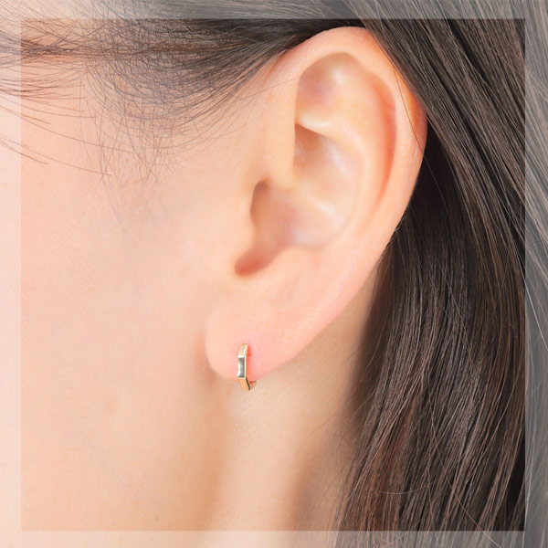 デザインピアス 中折れ フープ スナップ 10金 10k K10YG イエローゴールド