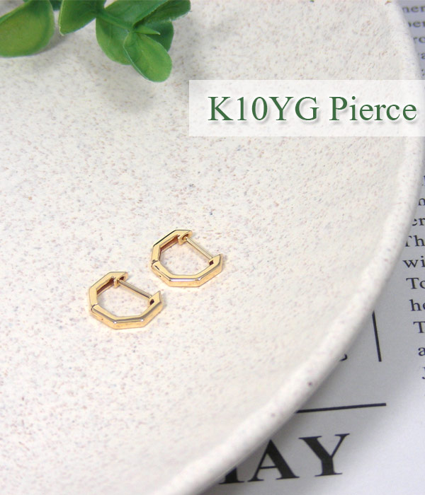 デザインピアス 中折れ フープ スナップ 10金 10k K10YG イエローゴールド