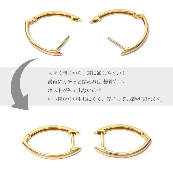 デザインピアス 中折れ フープ スナップ 10金 10k K10YG イエローゴールド