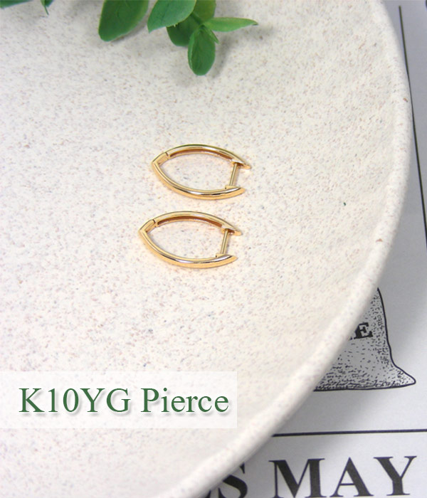 デザインピアス 中折れ フープ スナップ 10金 10k K10YG イエローゴールド