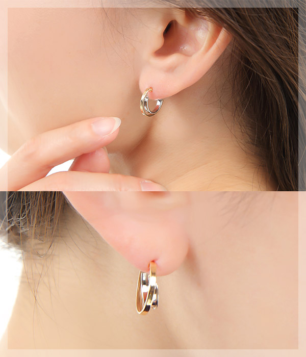 コンビ フープ スナップピアス K10YG×WG