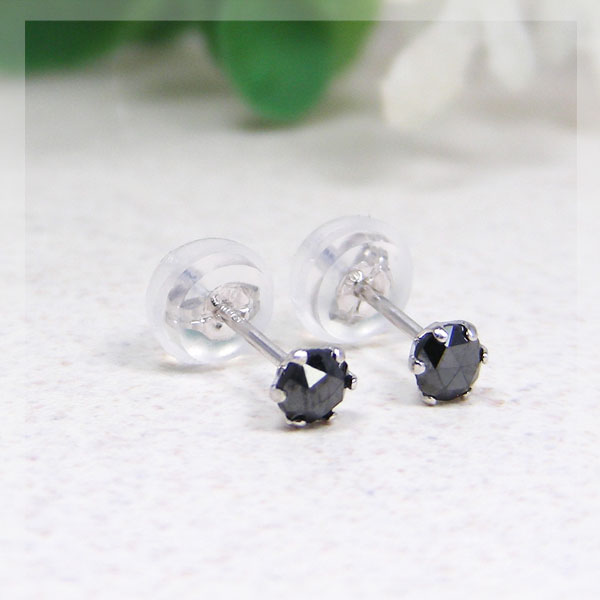 K10WG ブラックダイヤモンド ピアス 0.2ｃｔ