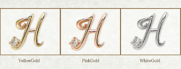 K10YG/PG/WG・ダイヤモンド・イニシャルピアス