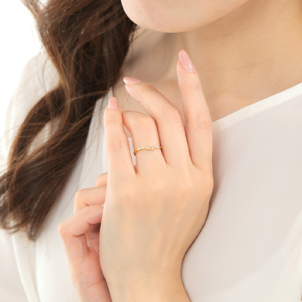 ダイヤモンド スター リング ホワイトトパーズ K10YG/PG/WG