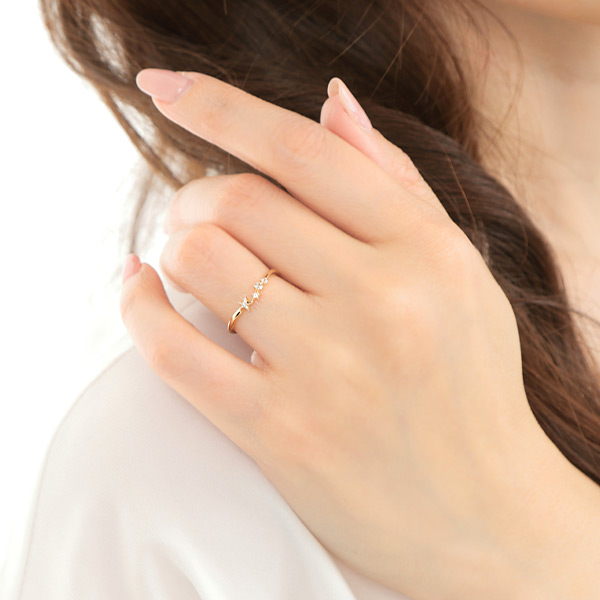 ダイヤモンド スター リング ホワイトトパーズ K10YG/PG/WG