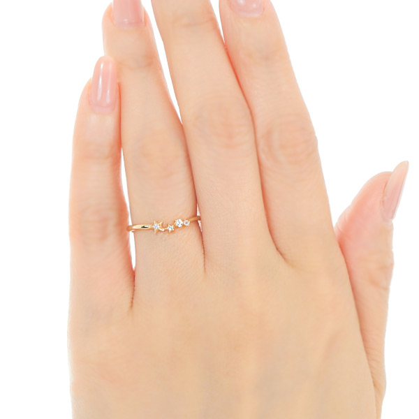 ダイヤモンド スター リング ホワイトトパーズ K10YG/PG/WG