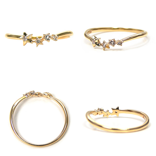 ダイヤモンド スター リング ホワイトトパーズ K10YG/PG/WG