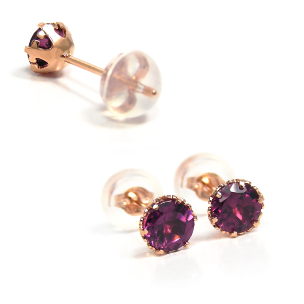 K18PG ロードライトガーネット ピアス