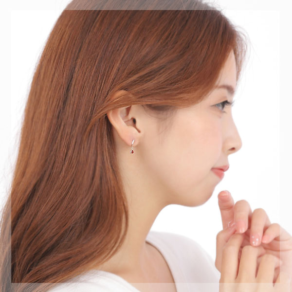 ガーネット ドロップ ピアス K10YG 10k 10金 イエローゴールド 雫