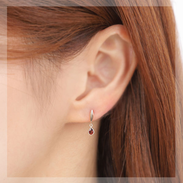 ガーネット ドロップ ピアス K10YG 10k 10金 イエローゴールド 雫