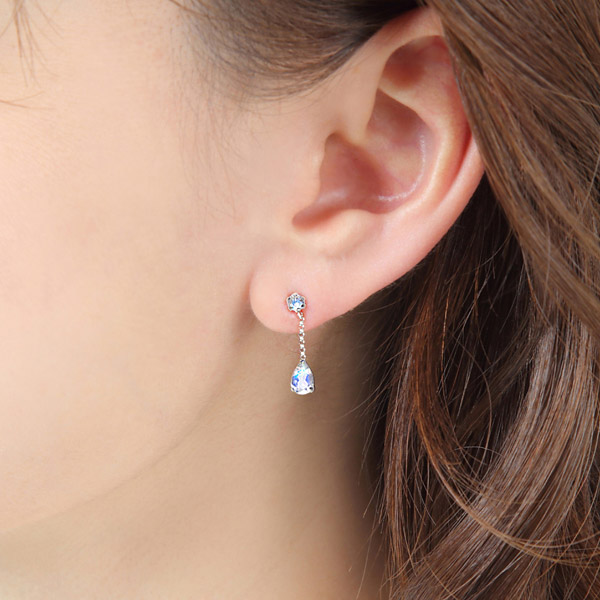 ブルームーンストーン ピアス K10WG ホワイトゴールド