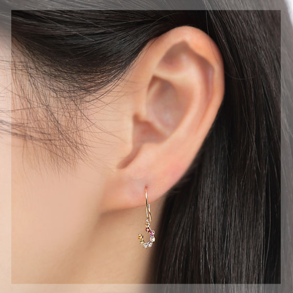 マルチカラー ホースシュー 馬蹄 フック ピアス K10YG ガーネット ロードライトガーネット ライトアメジスト タンザナイト ブルートパーズ ペリドット シトリン 10金 10k イエロー ゴールド 揺れるピアス