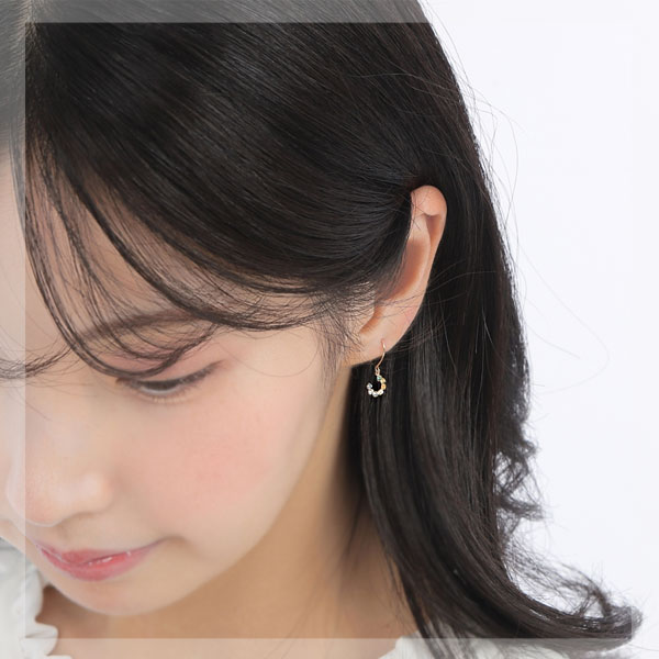 マルチカラー ホースシュー 馬蹄 フック ピアス K10YG ガーネット ロードライトガーネット ライトアメジスト タンザナイト ブルートパーズ ペリドット シトリン 10金 10k イエロー ゴールド 揺れるピアス