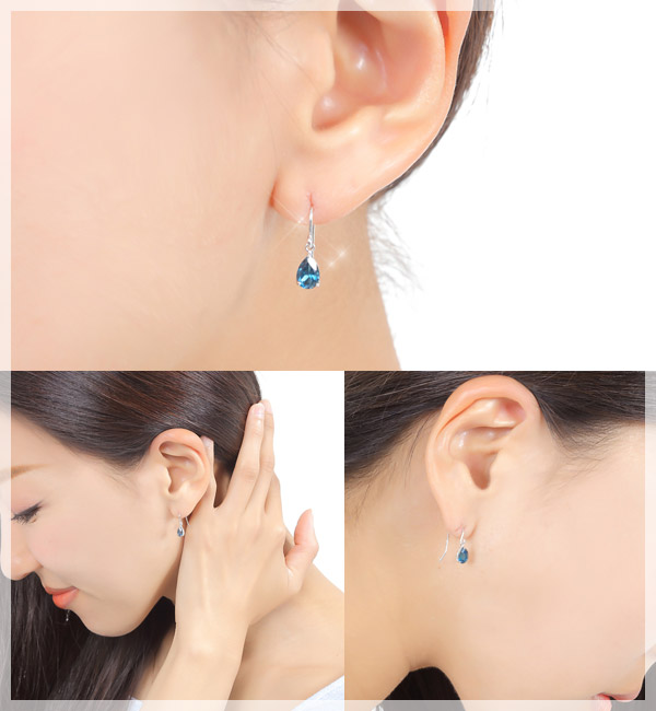 ロンドンブルートパーズ フックピアス ホワイトゴールド K10