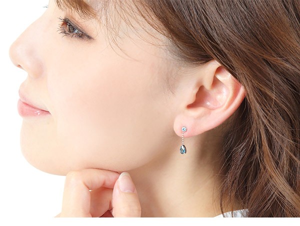 ロンドンブルートパーズ ブルートパーズ ピアス K10WG