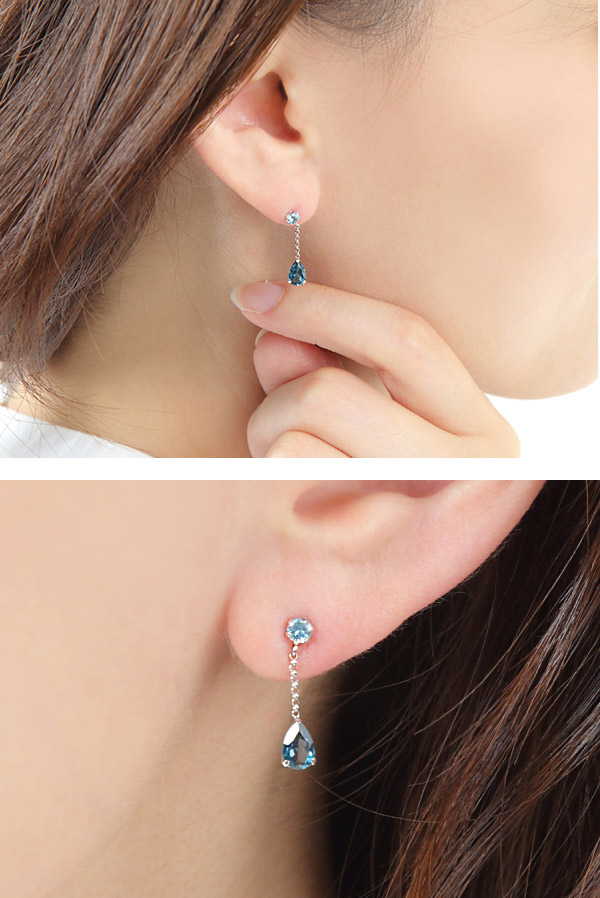 ロンドンブルートパーズ ブルートパーズ ピアス K10WG