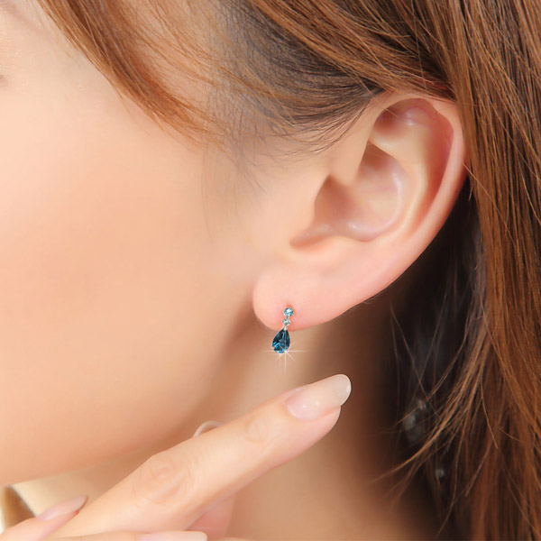 ロンドンブルートパーズ ピアス ブルートパーズ アクアマリン ホワイトゴールド K10WG