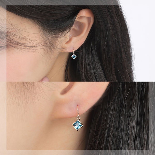 ロンドンブルートパーズ フックピアス 4mm K10YG 10k 10金 イエローゴールド