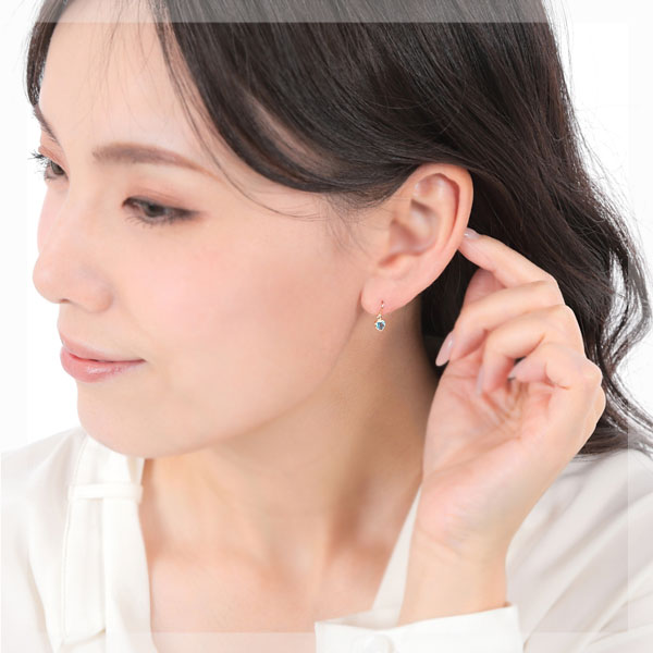 ブルートパーズ ハート フック ピアス K10YG 10k 10金 イエローゴールド