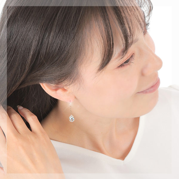 スカイブルートパーズ フックピアス K10YG 10金 10k イエローゴールド ドロップ 大粒