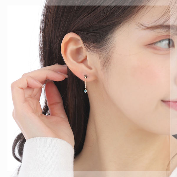 ブルートパーズ スター ピアス K10YG 10金 10k イエロー ゴールド