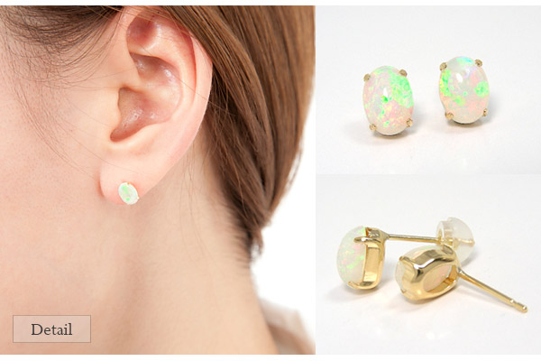 K18 7x5mmオパール ピアス