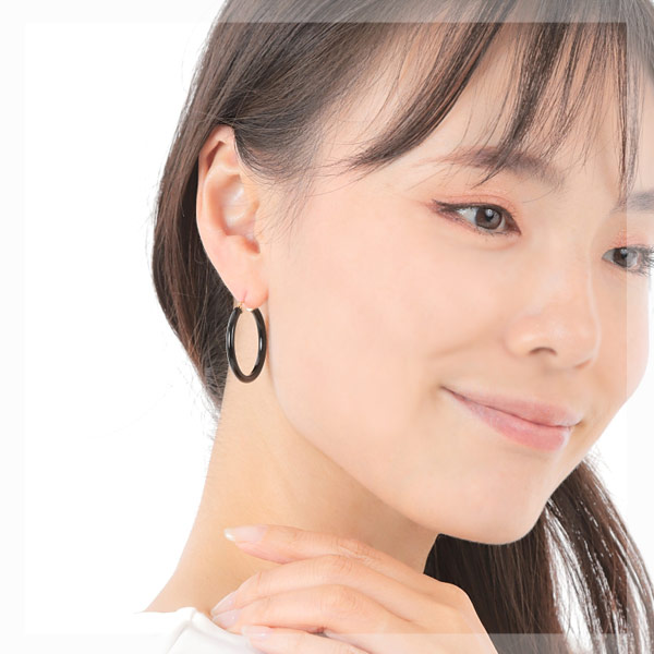 オニキス フープ スナップピアス K18YG 18金 18k イエローゴールド